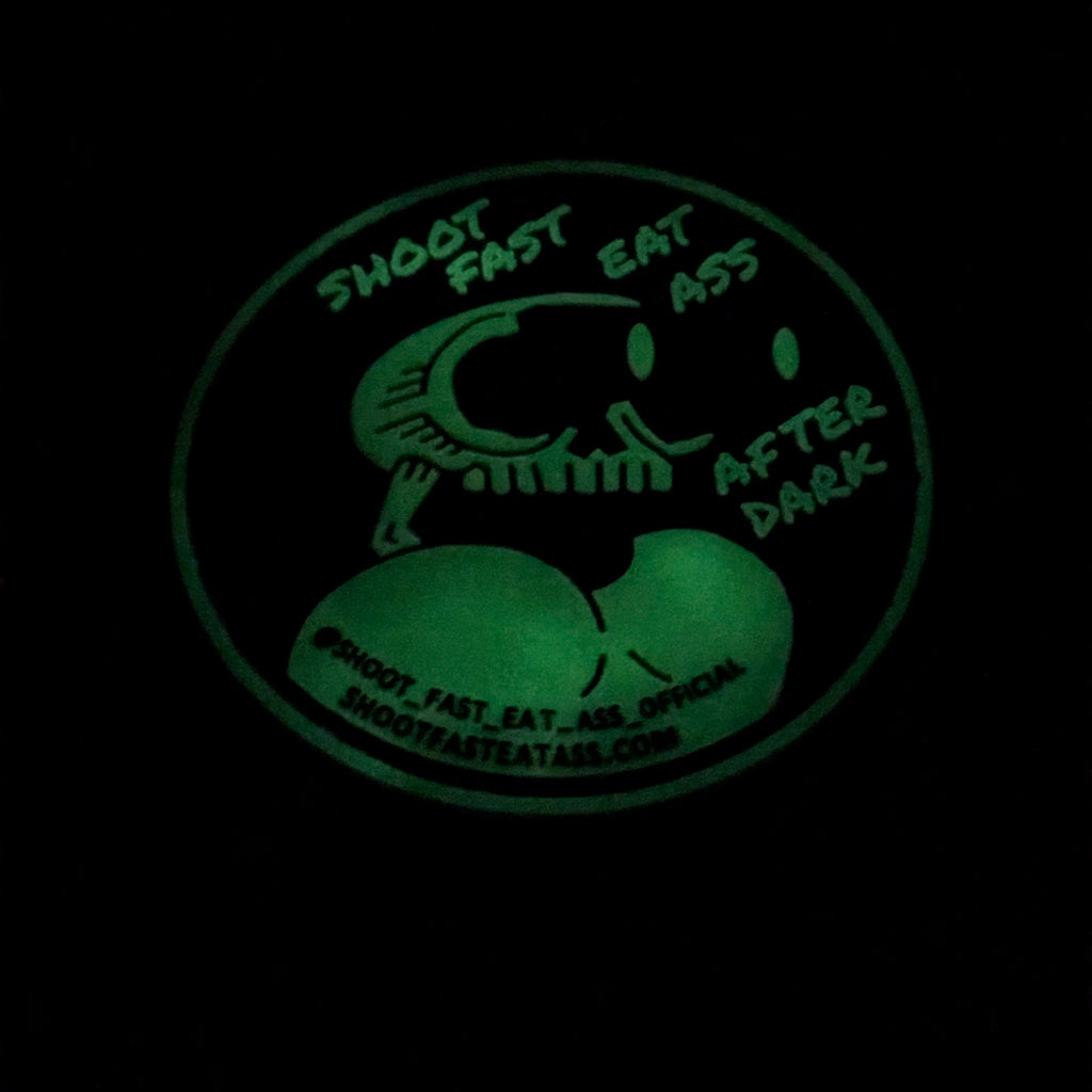 Shoot Fast Eat Ass - 夜光PVC魔術貼膠章 Blue night vision PVC moral patch Glow in the dark
