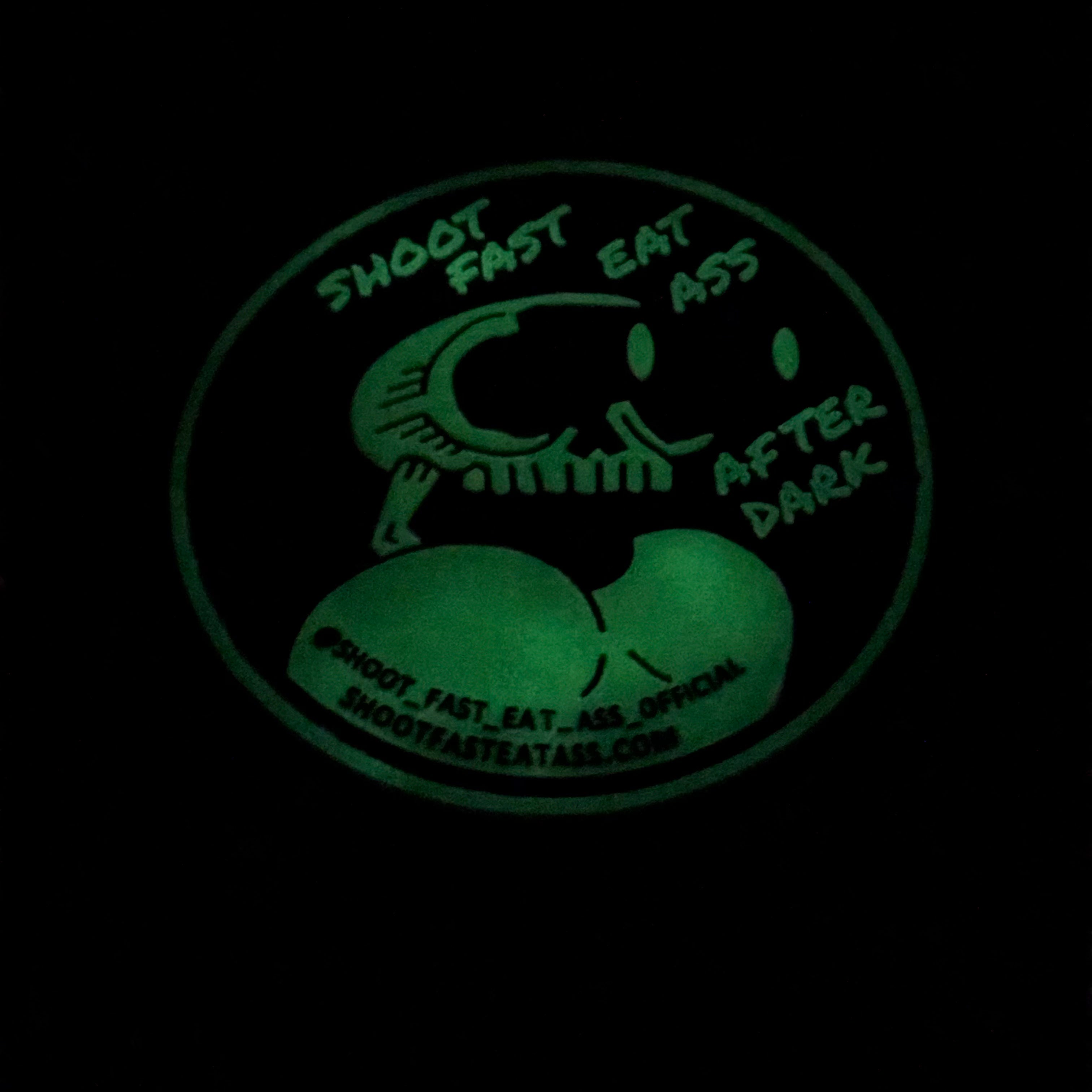 Shoot Fast Eat Ass - 夜光PVC魔術貼膠章 Blue night vision PVC moral patch Glow in the dark